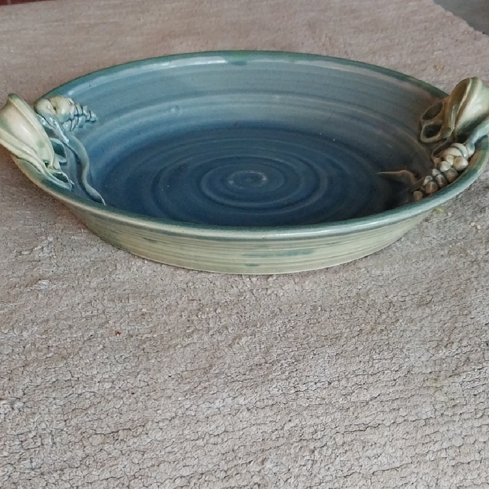 Handcrafted Blue and Green Ceramic Bowl